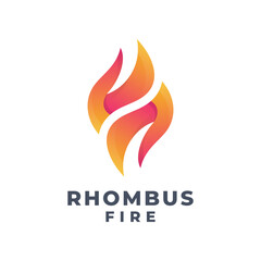 Rhombus shaped fire gradient logo vector