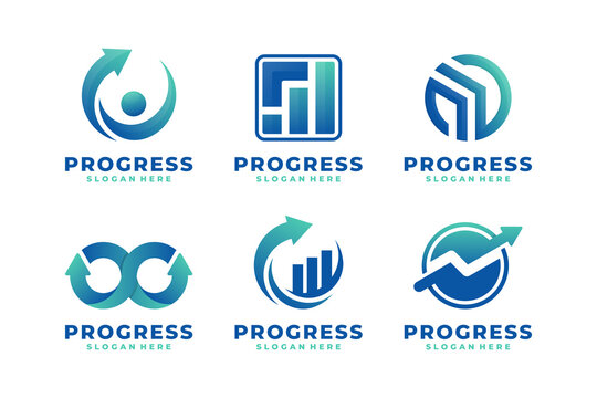 Set of progress gradient logo vector