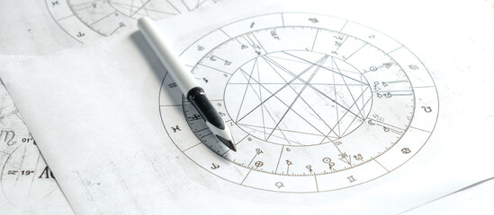 Astrology. Astrologer calculates a natal chart and makes a forecast of fate. Astrological forecast,...