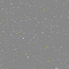 Winter seamless pattern with star and snowy falling on gray sky,Vector illustration abstract snowflakes. backdrop,Pattern random dotted on grey background for New Year,Winter and Christmas holiday
