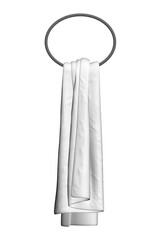 Gray towel on a round hanger isolated on white background. Front view. 3D. Vector illustration