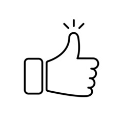 Hand Thumb Up Line Icon. Gesture Finger Up Symbol Outline Pictogram. Like, Good, Okay, Cool, Nice Button Icon. Social Media Sign. Editable Stroke. Isolated Vector Illustration