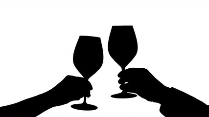 Wine glasses making cheers in shadow