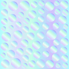 Holographic abstract pattern. Geometric print composed of circles on neon background. Hologram.
