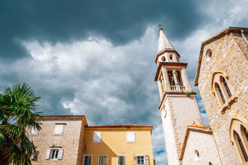 Fototapeta na wymiar Budva old town and church in Montenegro