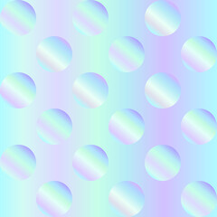 Seamless holographic abstract pattern. Geometric print composed of circles on neon background. Hologram.