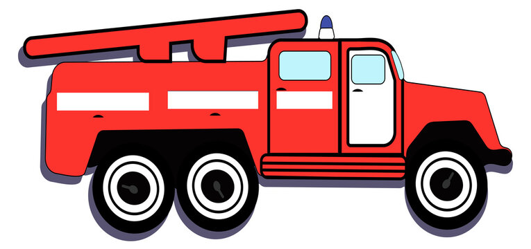 A red and white fire truck