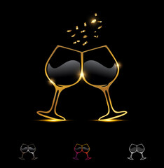 Golden Wine Glass Toast Sign