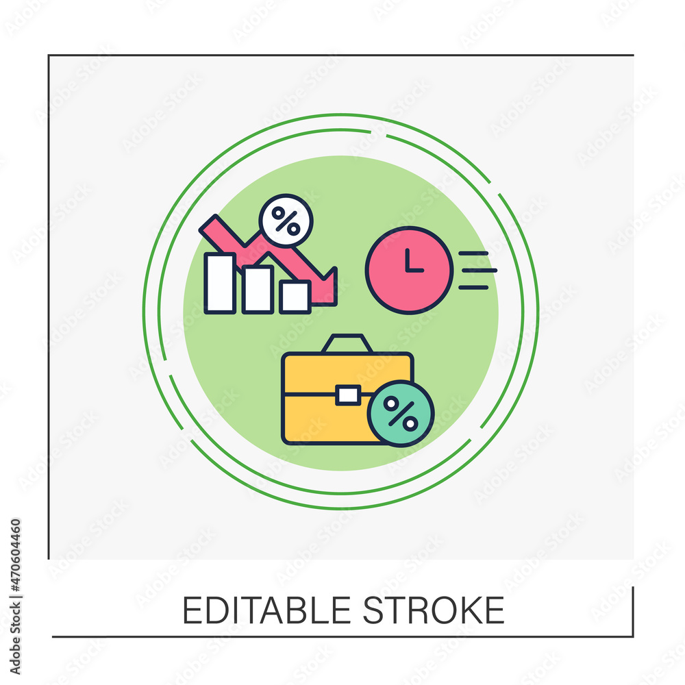 Poster  Business concept line icon. Launch startup. Rocket and configuration. Financial literacy.Vector isolated conception metaphor illustration