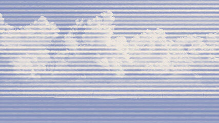 Clouds, retro engraving style. design element. vector illustration - 470604800