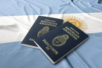 Argentine passport on the flag of  Argentina 