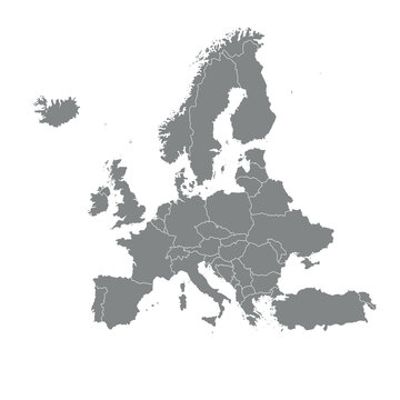 Map of Europe. Color vector modern. Silhouette map.