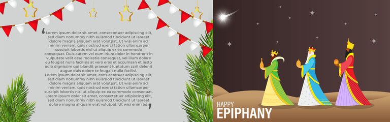 Vector illustration of Epiphany, Christian festival, three wise men