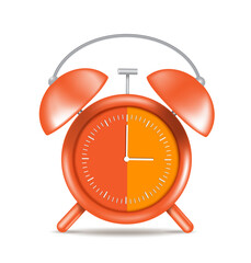 orange yellow alarm clock isolated on white background,vector 3d  for making advertising media in bright color themes