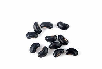 black bean seeds isolated on white background(top view)