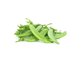 fresh sugar snap peas on white background,isolated