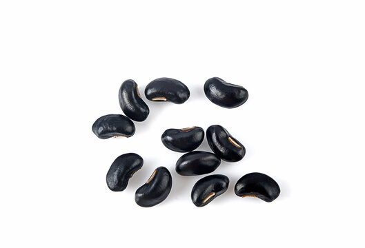 black bean seeds isolated on white background(top view)