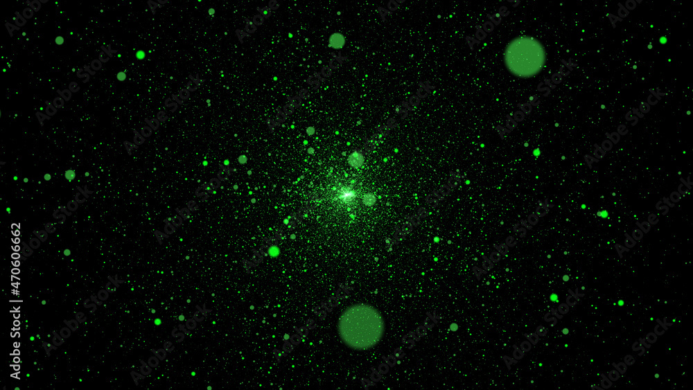 Aufkleber minimalistic modern abstract space design 8k. dark abstract background with green glowing particles 