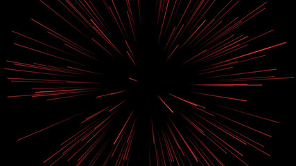 explosion of a red star. red rays. high-speed tunnel