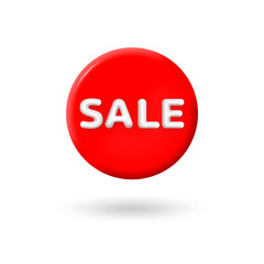 Sale icon, label or badge. 3d price tag. Discount circle sign. Promotion, advertising, marketing banner design element. Vector illustration.