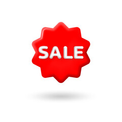 3d Sale icon, label, badge or price tag. Discount starburst shape sign. Promotion, advertising, marketing banner design element. Vector illustration.