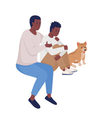 Father supporting child with anxiety semi flat color vector characters. Full body people on white. Supportive relationships isolated modern cartoon style illustration for graphic design and animation