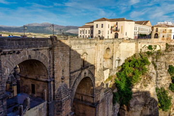 Fototapeta na wymiar The Puente Nuevo bridge and Santo Domingo convent (Ronda, Málaga - Spain)