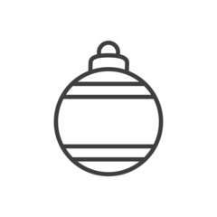 Decoración para árbol de navidad. Icono silueta de bola de navidad con líneas paralelas en color gris