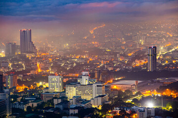 night view of the city,View of Hat Yai city at night in the south of Thailand