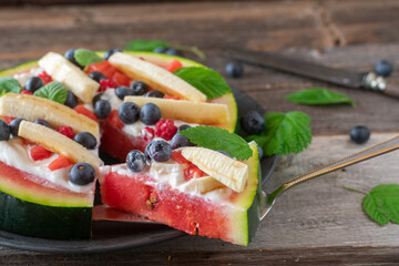 Healthy fruit snack with yogurt