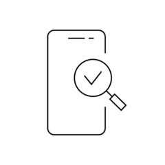 Mobile phone functions and apps line icon. Smartphone specification web searching sign. Vector linear illustration editable strokes