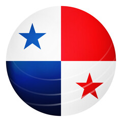 Glass light ball with flag of Panama. Round sphere, template icon. National symbol. Glossy realistic ball, 3D abstract vector illustration highlighted on a white background. Big bubble.
