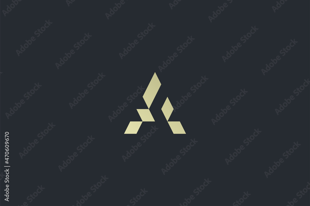 Wall mural Luxury Geometrical Elegant Letter A Dark Background Vector Logo Template