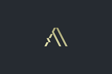 Luxury Geometrical Elegant Letter A Dark Background Vector Logo Template