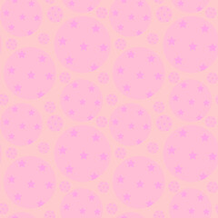 Stars and circles on a gentle orange background, seamless pattern, texture for bed linen or wallpaper, vector illustration