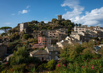 Fototapeta premium the village of Nonza ,corsica ,France ,landscape typical corsican town .