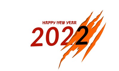 Happy Chinese New Year 2022, year of the Tiger with claw marks on paper.