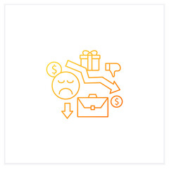 Motivation gradient icon.Reduce work motivation. Work trouble. Unhappy workers. Efficiency decline.Universal basic income.Isolated vector illustration.Suitable to banners, mobile apps and presentation