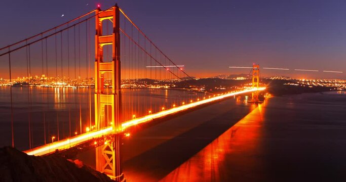timelapse of the golden gate bridge at sunset, San Francisco