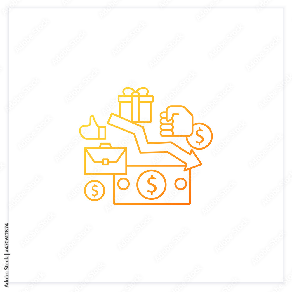 Poster low wages gradient icon. important problem. discouraging low wages. less money.universal basic incom