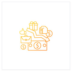 Low wages gradient icon. Important problem. Discouraging low wages. Less money.Universal basic income concept.Isolated vector illustration.Suitable to banners, mobile apps and presentation