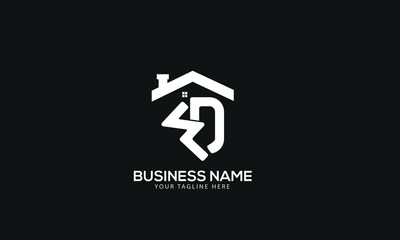 Alphabet fd or df abstract house vector property logo template