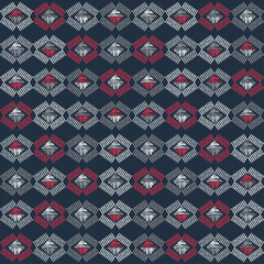 A mosaic of striped geometric figures. Seamless pattern. Design with manual hatching. Textile. Ethnic boho ornament. Vector illustration for web design or print. - 470614098