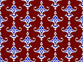 Turkish, Arabic, African, Islamic Ottoman Empire's era traditional seamless ceramic tile, vector floral pattern