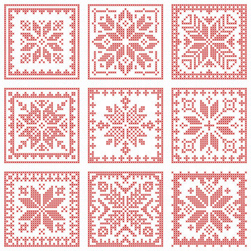 Christmas embroidered plaid Scandinavian style Christmas cross stitch pattern