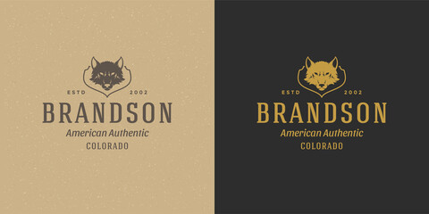 Wolf head logo emblem vector illustration silhouette for shirt or print stamp