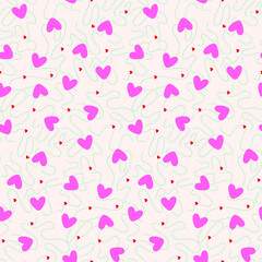 Seamless vector pattern with hearts and lines. Great for Valentine's Day, Mother's Day, textiles, wallpapers, banners