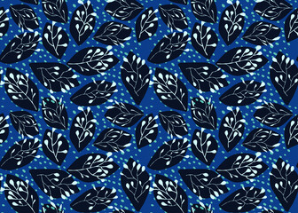 Leaves seamless pattern. Sketch flat drawing. Botanical collage in modern trendy style. Perfect for wallpapers, web page backgrounds, surface textures, textile.