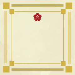 梅モチーフの正方形フレーム イラスト