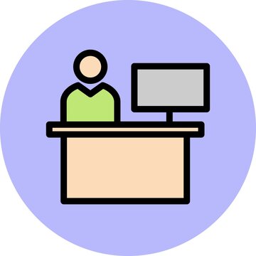 Reciption Line Filled Circle Vector Icon Design